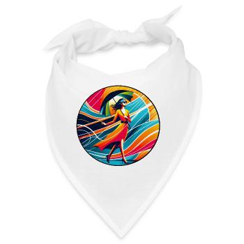 Farbenfrohe Frau mit Regenschirm - Bandana - Weiß - Vorne