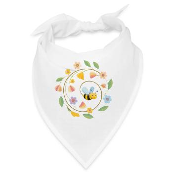 Verspielte Biene mit Sommerblumen - Bandana - Weiß - Vorne