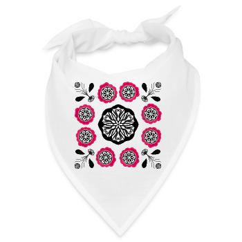 Flowerpower black and pink - Bandana - Weiß - Vorne