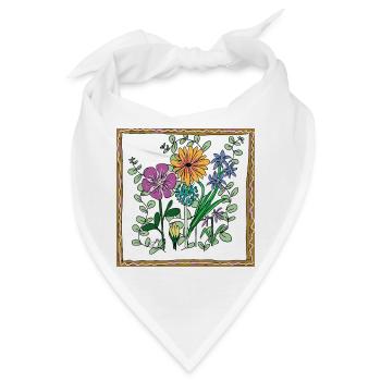 Blumen, Blüten und Pflanzen - Bandana - Weiß - Vorne