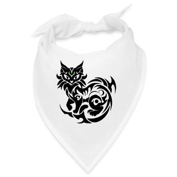 Mystische Katze tribal - Bandana - Weiß - Vorne