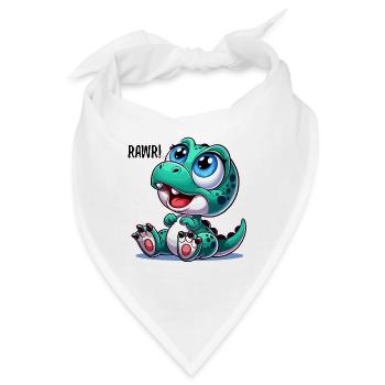 T-Rex Baby Dino Babydino Dinobaby Geschenk - Bandana - Weiß - Vorne