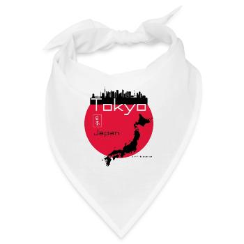 Tokyo Minimal: Rotes Tokio-Motiv - Bandana - Weiß - Vorne