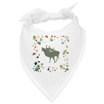 Hirsch mit Herbstlaub - Bandana - Weiß - Vorne
