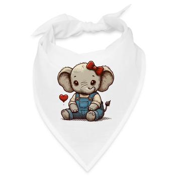 Elefantenbaby in Vintage-Latzhose - Bandana - Weiß - Vorne