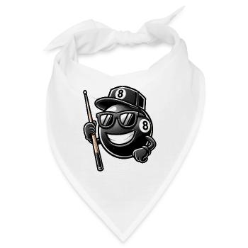 Cooles Billard 8-Ball Design - Bandana - Weiß - Vorne