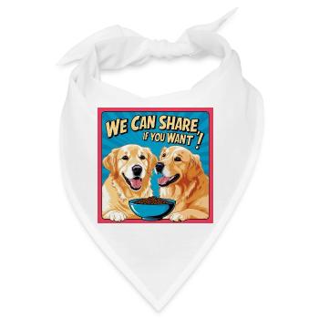 Comic Dogs - We Can Share If You Want - Bandana - Weiß - Vorne