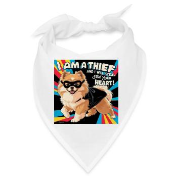 Comicstyle Pomeranian Dog "I am a thief" - Bandana - Weiß - Vorne