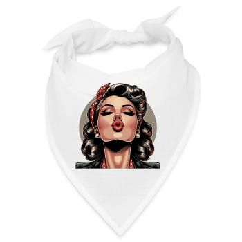 Rockabilly Kussmund rote Lippen Retro Geschenk - Bandana - Weiß - Vorne