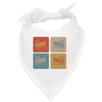 Minimalistische Heuschrecke – Naturkunst - Bandana - Weiß - Vorne