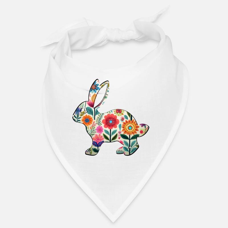 Floral Easter Bunny Silhouette - Boho Chic Bandana