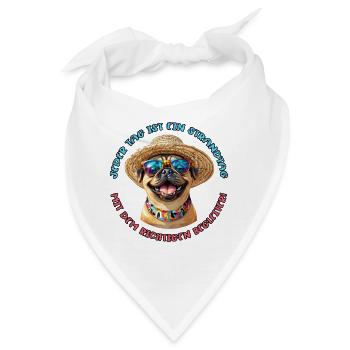 Mops: Jeder Tag am Strand - Bandana - Weiß - Vorne
