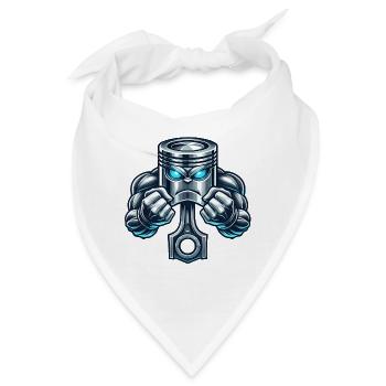 Muskel Kolben Design - Bandana - Weiß - Vorne