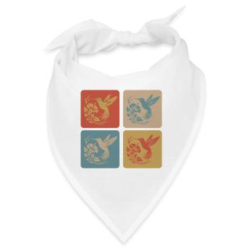Kolibri & Blüte Vintage Design - Bandana - Weiß - Vorne