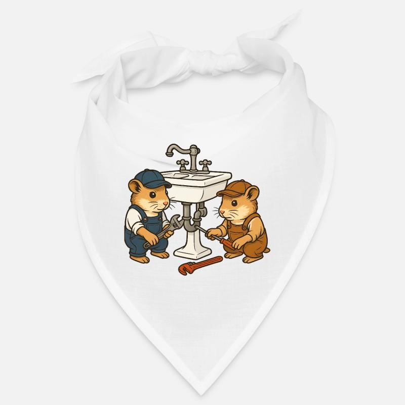 Les hamsters réparent l’évier - Bandana - blanc