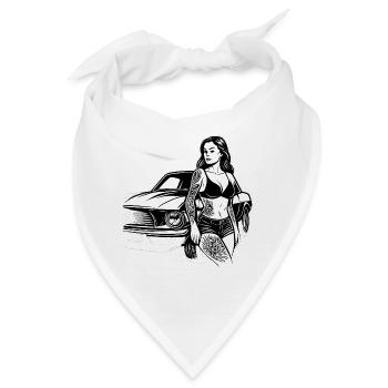 Tattoo-Pin-up und Oldtimer - Bandana - Weiß - Vorne