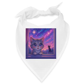 Kosmische Katze mit Sternenaugen - Bandana - Weiß - Vorne