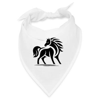 Pferde Tribal - Bandana - Weiß - Vorne