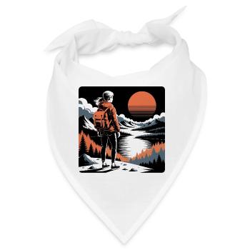 Wanderer Mädchen malerischen Sonnenuntergang Abent - Bandana - Weiß - Vorne