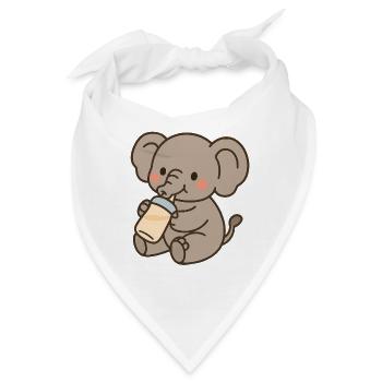Kleiner Elefant mit Milchfläschen - Bandana - Weiß - Vorne