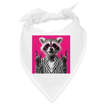 Waschbär mit Doppel Rock Handgeste - Bandana - Weiß - Vorne