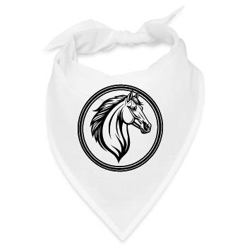 Pferdekopf Emblem - Bandana - Weiß - Vorne