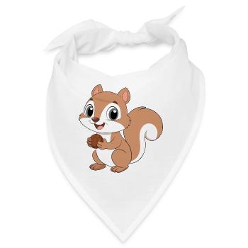 Baby Cartoon Eichhörnchen hält eine Haselnuss (v02) - Bandana - Weiß - Vorne