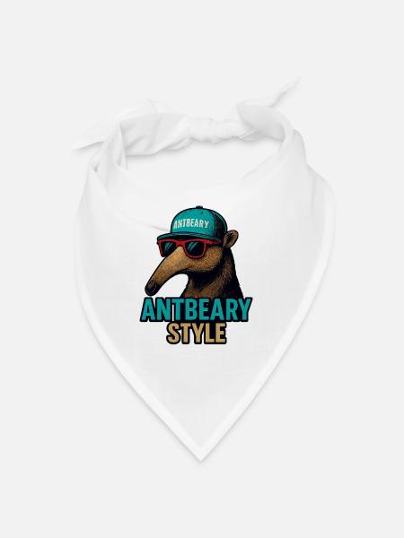 Antbeary Style Aardvark Cartoon - Bandana - white - Front