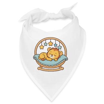 Schlafendes Löwenbaby – Süßes Tier-Motiv fürs Baby - Bandana - Weiß - Vorne