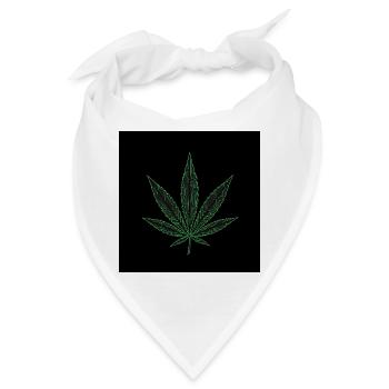 „Digitales Hanfblatt – Schaltkreis trifft Natur“ - Bandana - Weiß - Vorne