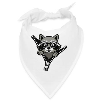 Neugieriger Waschbär - Bandana - Weiß - Vorne