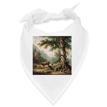 Waldszene mit Rehen und Natur - Bandana - Weiß - Vorne