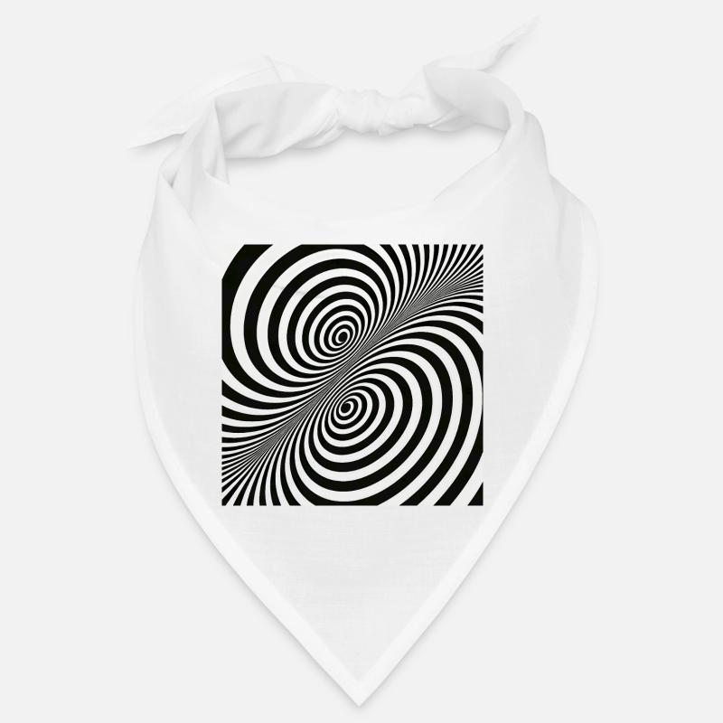 Optical Illusion Spiral Pattern in Black and White Bandana