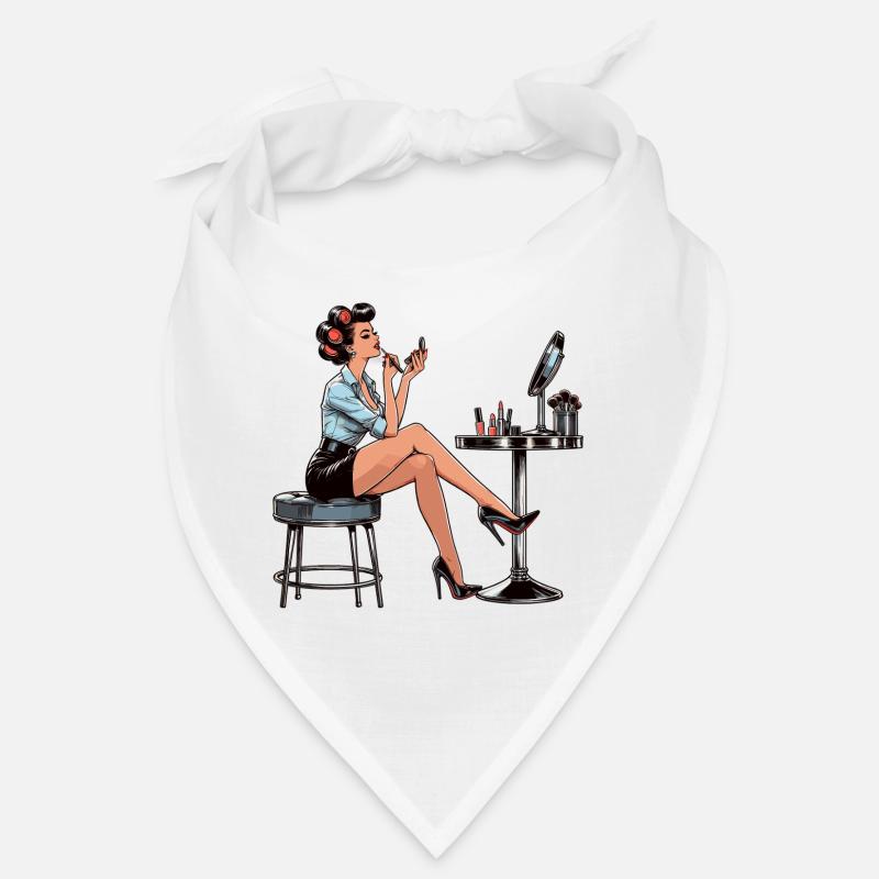 Frau Rockabilly Schminke schminken Retro Geschenk - Bandana - Weiß