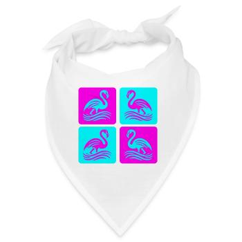 Flamingo Wellen Pop Art - Bandana - Weiß - Vorne