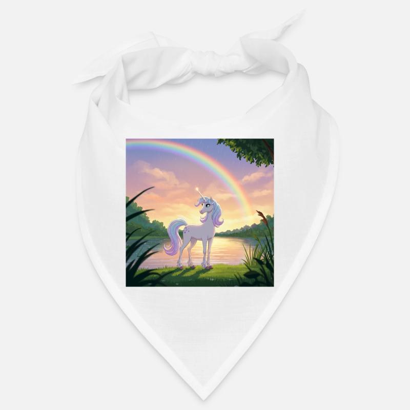 Einhorn unter dem Regenbogen - Bandana - Weiß