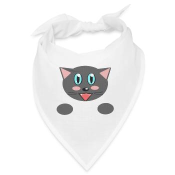 lustiger Katzenkopf Cartoon kindisch - Bandana - Weiß - Vorne
