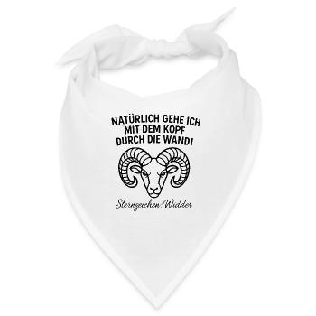 Widder Sternzeichen - Kopf durch die Wand - Bandana - Weiß - Vorne