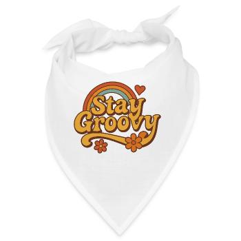 Stay Groovy – Retro Vibes mit Regenbogen & Blumen - Bandana - Weiß - Vorne