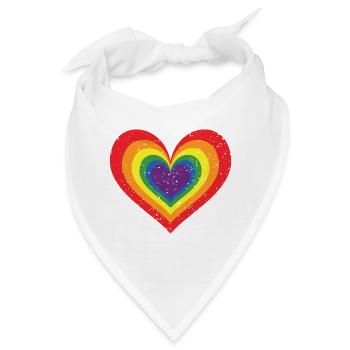 Regenbogen Herz Pride Flagge Farben LGBTQ+ Grunge - Bandana - Weiß - Vorne