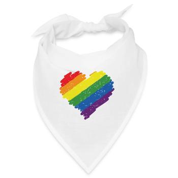 Regenbogen Herz Pride Flagge Farben LGBTQ+ Grunge - Bandana - Weiß - Vorne