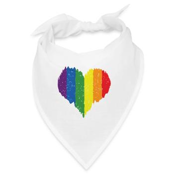 Regenbogen Herz Pride Flagge Farben LGBTQ+ Grunge - Bandana - Weiß - Vorne