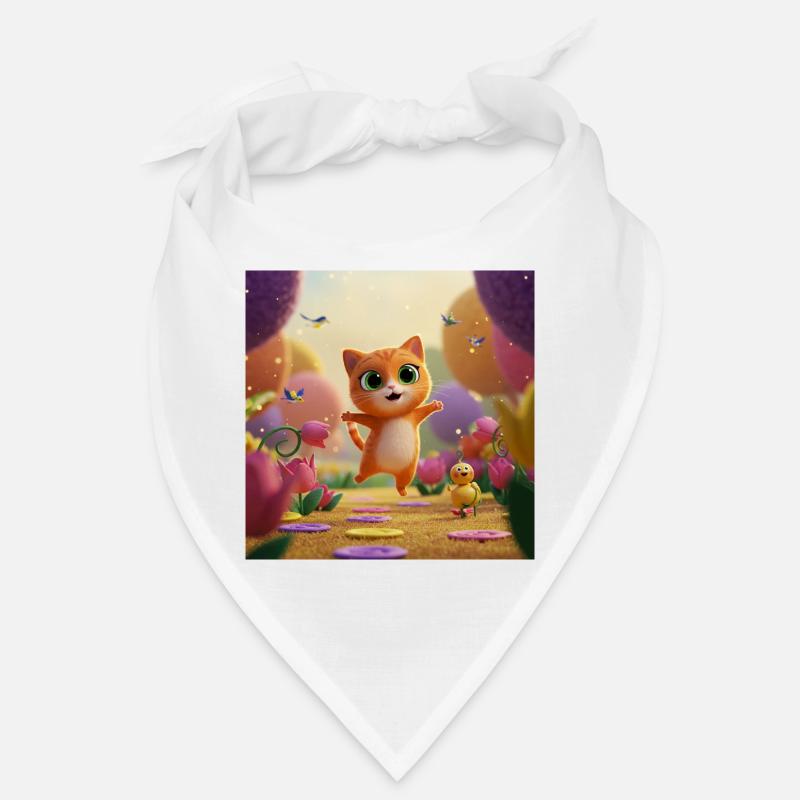 Kätzchen springt durch Blütenreich Bandana