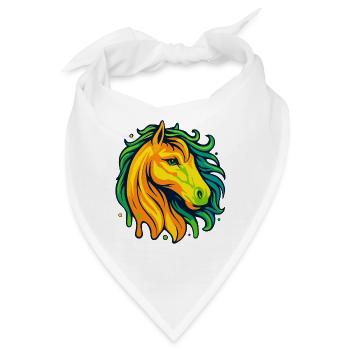 Neon Pferdekopf - Bandana - Weiß - Vorne