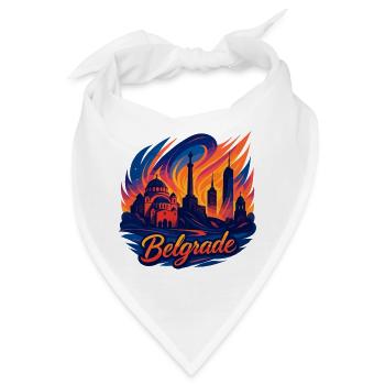 Belgrad Hauptstadt Serbien Silhouette Geschenk - Bandana - Weiß - Vorne