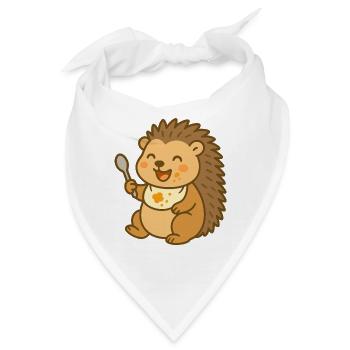 Igelbaby beim Brei futtern - Bandana - Weiß - Vorne