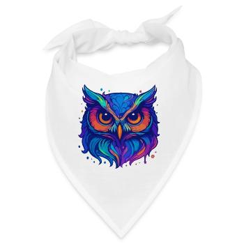 Neon-Eule - Bandana - Weiß - Vorne