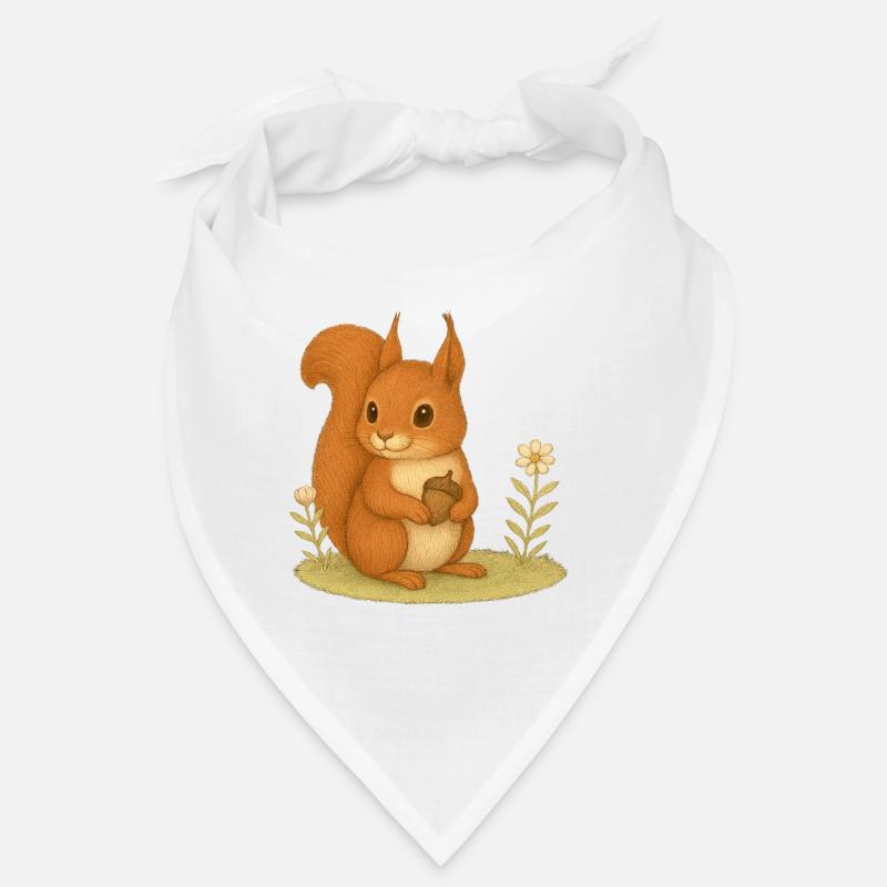 Nordischer Wald - Eichhörnchen - Bandana - Weiß