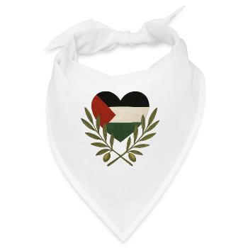 Herz Palästina – Solidarität - Bandana - Weiß - Vorne