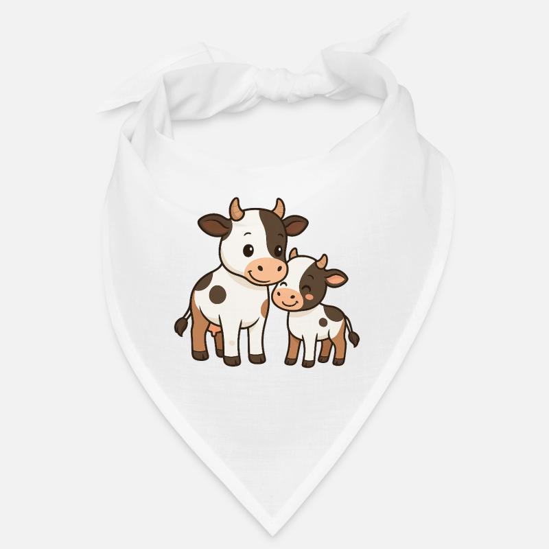 Kuhmutter kuschelt mit ihrem Kalb Bandana